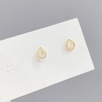 Fashion Water Droplets Copper Plating Opal Zircon Ear Studs 3 Pairs main image 3