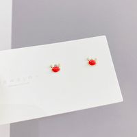 Cute Crab Copper Plating Zircon Ear Studs 3 Pairs main image 4