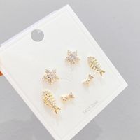 Fashion Geometric Copper Plating Zircon Ear Studs 3 Pairs sku image 1