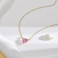 Shiny Heart Shape Copper Gold Plated Zircon Necklace main image 2