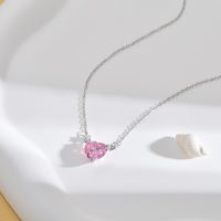 Shiny Heart Shape Copper Gold Plated Zircon Necklace main image 5