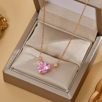 Shiny Heart Shape Copper Gold Plated Zircon Necklace sku image 2