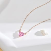 Shiny Heart Shape Copper Gold Plated Zircon Necklace main image 4