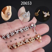 Simple Style Star Butterfly Stainless Steel Inlay Zircon Lip Stud 1 Piece main image 1