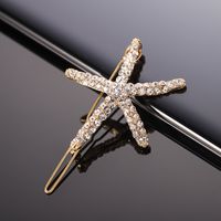 Moda Estrella De Mar Metal Embutido Diamantes De Imitación Pinza Para El Cabello 1 Pieza sku image 3