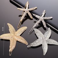 Moda Estrella De Mar Metal Embutido Diamantes De Imitación Pinza Para El Cabello 1 Pieza main image 1