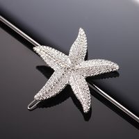 Fashion Starfish Metal Inlay Rhinestones Hair Clip 1 Piece sku image 1