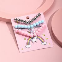 Cartoon Style Star Plastic Resin Beaded Girl's Bracelets 3 Pieces main image 4