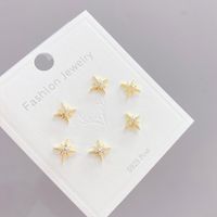 Moda Estrella Cobre Enchapado Circón Pendientes 3 Pares sku image 2