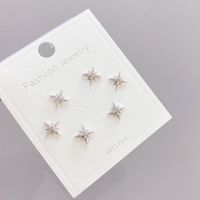 Fashion Star Copper Plating Zircon Ear Studs 3 Pairs main image 2