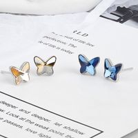 Fashion Butterfly Copper Inlay Artificial Crystal Ear Studs 1 Pair main image 5