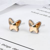 Fashion Butterfly Copper Inlay Artificial Crystal Ear Studs 1 Pair sku image 4