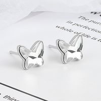 Fashion Butterfly Copper Inlay Artificial Crystal Ear Studs 1 Pair sku image 2