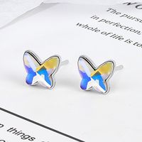 Fashion Butterfly Copper Inlay Artificial Crystal Ear Studs 1 Pair sku image 5