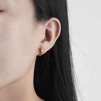 Style Simple Rond Le Cuivre Placage Zircon Des Boucles D'oreilles 1 Paire main image 2