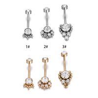 Simple Style Round Stainless Steel Inlay Zircon Belly Ring 1 Piece main image 2
