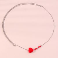 Fashion Heart Shape Beaded Alloy Women's Waist Chain 1 Piece sku image 1