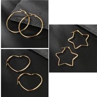 Simple Style Circle Star Heart Shape Stainless Steel Plating Hoop Earrings 1 Pair main image 2
