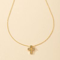 1 Piece Simple Style Cross Alloy Plating Rhinestones Women's Pendant Necklace main image 3
