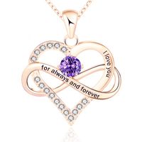 1 Piece Fashion Heart Shape Alloy Plating Rhinestones Birthstone Women's Pendant Necklace main image 4