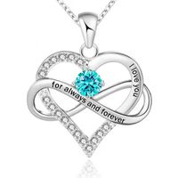 1 Piece Fashion Heart Shape Alloy Plating Rhinestones Birthstone Women's Pendant Necklace main image 5