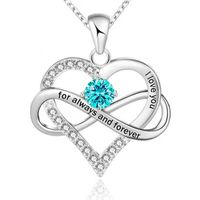 1 Piece Simple Style Heart Shape Alloy Inlay Birthstone Zircon Women's Pendant Necklace sku image 36