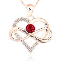 1 Piece Simple Style Heart Shape Alloy Inlay Birthstone Zircon Women's Pendant Necklace sku image 1