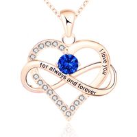 1 Piece Simple Style Heart Shape Alloy Inlay Birthstone Zircon Women's Pendant Necklace sku image 9