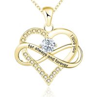 1 Piece Simple Style Heart Shape Alloy Inlay Birthstone Zircon Women's Pendant Necklace sku image 16