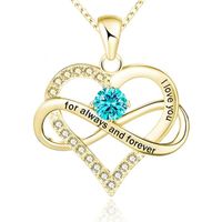 1 Piece Simple Style Heart Shape Alloy Inlay Birthstone Zircon Women's Pendant Necklace sku image 24