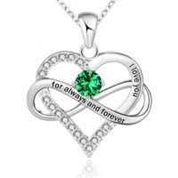 1 Piece Simple Style Heart Shape Alloy Inlay Birthstone Zircon Women's Pendant Necklace sku image 29