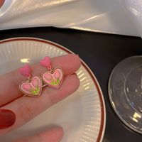 1 Pair Retro Heart Shape Flower Alloy Plating Artificial Pearls Rhinestones Women's Drop Earrings sku image 13