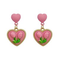 1 Pair Retro Heart Shape Flower Alloy Plating Artificial Pearls Rhinestones Women's Drop Earrings main image 2