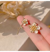 1 Pair Retro Heart Shape Flower Alloy Plating Artificial Pearls Rhinestones Women's Drop Earrings sku image 5