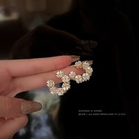 1 Pair Retro Heart Shape Flower Alloy Plating Artificial Pearls Rhinestones Women's Drop Earrings sku image 16