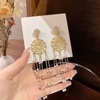 Mode Blume Bogenknoten Kupfer Inlay Künstliche Perlen Zirkon Tropfenohrringe 1 Paar sku image 15