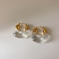 1 Pair Retro U Shape Resin Metal Plating Gold Plated Women's Hoop Earrings sku image 1