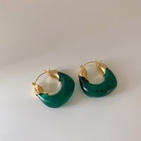 1 Pair Retro U Shape Resin Metal Plating Gold Plated Women's Hoop Earrings sku image 3