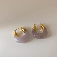 1 Pair Retro U Shape Resin Metal Plating Gold Plated Women's Hoop Earrings sku image 5
