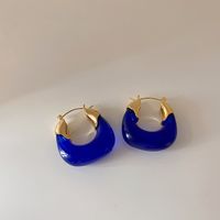 1 Pair Retro U Shape Resin Metal Plating Gold Plated Women's Hoop Earrings sku image 4