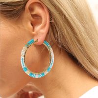 1 Pair Simple Style Color Block Glass Beaded Women's Hoop Earrings main image 2