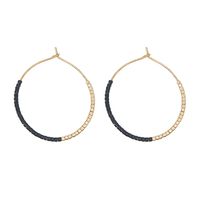 1 Pair Simple Style Color Block Glass Beaded Women's Hoop Earrings sku image 1