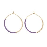 1 Pair Simple Style Color Block Glass Beaded Women's Hoop Earrings sku image 2