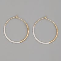 1 Pair Simple Style Color Block Glass Beaded Women's Hoop Earrings sku image 8
