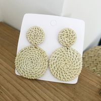 1 Pair Fashion Triangle Round Moon Wood Straw Copper Inlaid Acrylic Women's Earrings main image 5