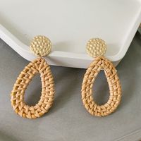 1 Pair Fashion Triangle Round Moon Wood Straw Copper Inlaid Acrylic Women's Earrings sku image 17