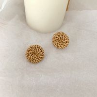 1 Pair Fashion Triangle Round Moon Wood Straw Copper Inlaid Acrylic Women's Earrings sku image 35