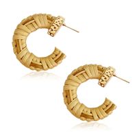 1 Pair Fashion Triangle Round Moon Wood Straw Copper Inlaid Acrylic Women's Earrings sku image 57