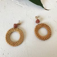 1 Pair Fashion Triangle Round Moon Wood Straw Copper Inlaid Acrylic Women's Earrings sku image 54