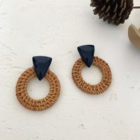 1 Pair Fashion Triangle Round Moon Wood Straw Copper Inlaid Acrylic Women's Earrings sku image 61